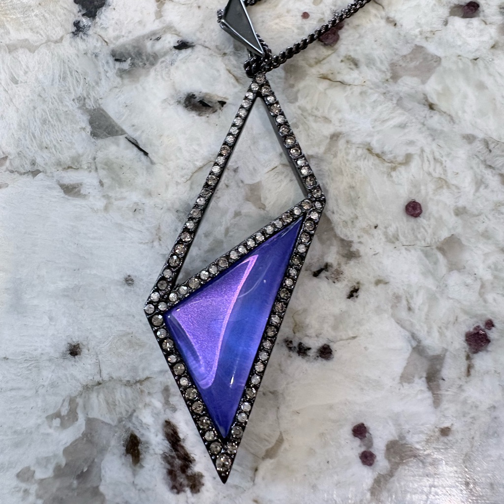 Alexis Bittar Electric Bright Purple Lucite 36” Long Pendant Necklace